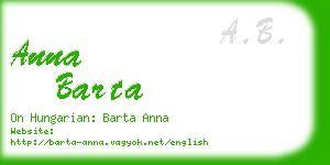 anna barta business card